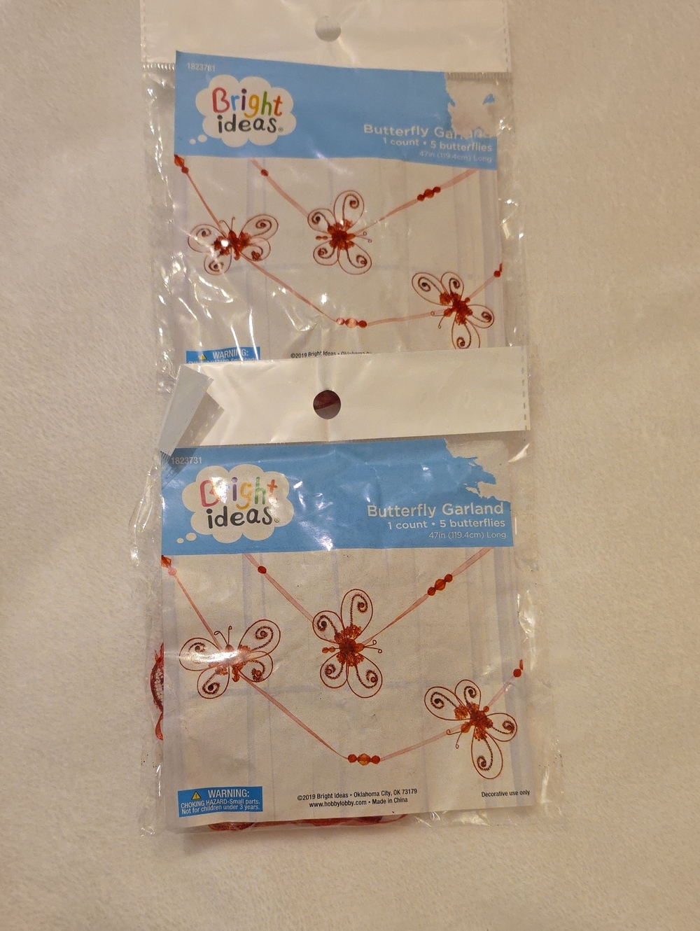 Bright Ideas Red Butterfly Garland, 5 Butterflies On Each Garland, 2 Garlands